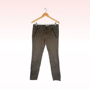 FREE PEOPLE zipper army green skinny jean pants (Sz 6)